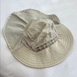 SUNDRY Tan Wide-Brimmed Hat with Decorative Trim and Chin Strap